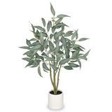 Artificial Eucalyptus Tree Faux Plant Potted in White Pot – 3FT