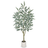 Artificial Eucalyptus Tree Faux Plant Potted in White Pot – 4FT