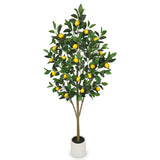 Artificial Lemon Trees Faux Citrus Tree Potted with White Ceramic Pot - 5ft