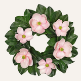 24" Artificial Pink Magnolia Wreath