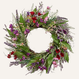 18’’ Artificial Lavender Wreath Year-Round Faux Wildflowers Green Floral Wreaths