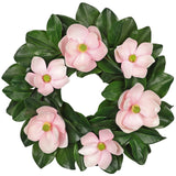 24" Artificial Pink Magnolia Wreath
