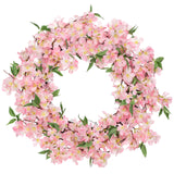 Pink Artificial Cherry Blossom Wreaths for Front Door - 20"