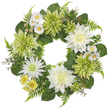 Artificial Dahlia Daisy Flower Wreath for Front Door