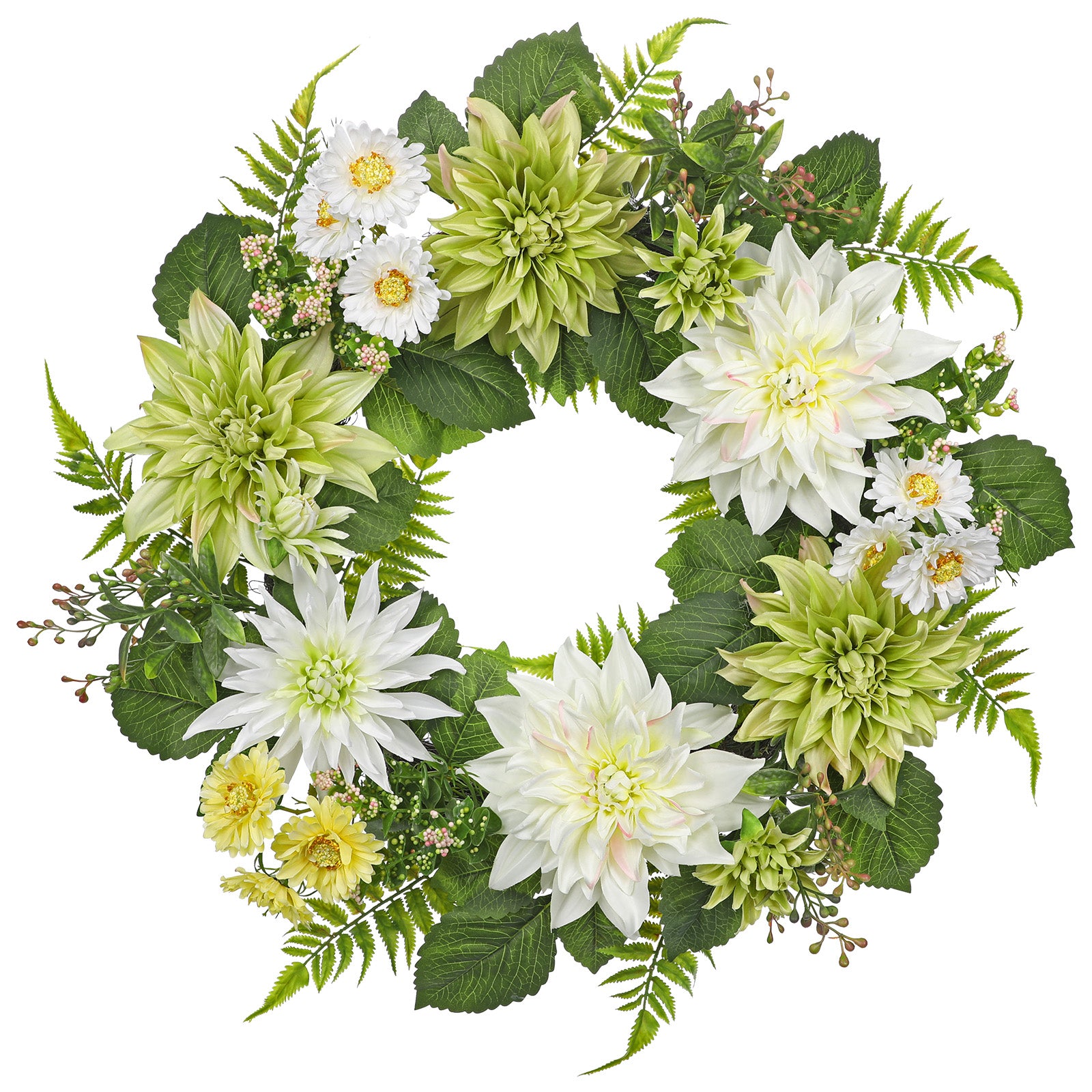 Artificial Dahlia Daisy Flower Wreath for Front Door