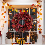 Artificial Fall Wreath with Maple Bay Grape Leaves Berries - 24"