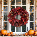 Artificial Fall Wreath with Maple Bay Grape Leaves Berries - 24"