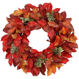 22 lnch Artificial Fall Wreath with Bay & Eucalyptus Leaves for Front Door