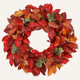 22 lnch Artificial Fall Wreath with Bay & Eucalyptus Leaves for Front Door