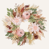 Pink-White Fall Artificial Pumpkins Wreaths with Velvet Pumpkins Eucalyptus for Home Decor