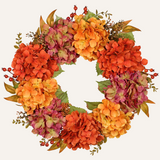 Artificial Fall Hydrangea Flowers Wreath for Front Door – 24"