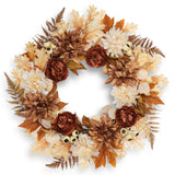 24“ Fall Artificial Silk Dahlia Flower Brown Wreaths