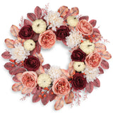 24“ Fall Artificial Silk Rose Flower Pink Wreaths