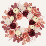 24“ Fall Artificial Silk Rose Flower Pink Wreaths