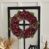 24“ Fall Artificial Wine Hydrangea Wreath  for Front Door