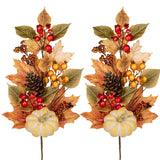 Artificial Fall Branches Fall Stems with Pumpkin Pine Cone for Vase Décor