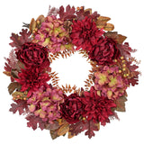 Artificial Fall Dahlia Flower Wreath for Thanksgiving Halloween - 24"