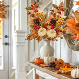 Artificial Fall Branches Fall Stems with Pumpkin Pine Cone for Vase Décor