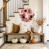 Pink Fall Artificial Pumpkins Wreaths with Velvet Pumpkins Eucalyptus for Home Decor