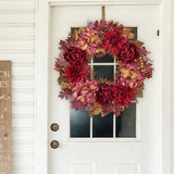 Artificial Fall Dahlia Flower Wreath for Thanksgiving Halloween - 24"
