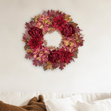 Artificial Fall Dahlia Flower Wreath for Thanksgiving Halloween - 24"
