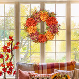 Artificial Fall Hydrangea Flowers Wreath for Front Door – 24"