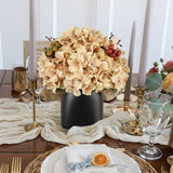 Artificial Hydrangea Potted Flowers with Black Ceramic Vase
