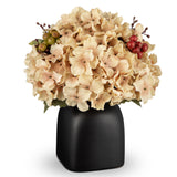 Artificial Hydrangea Potted Flowers with Black Ceramic Vase