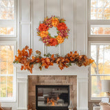 Artificial Fall Hydrangea Flowers Wreath for Front Door – 24"