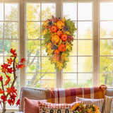 Artificial Teardrop Swag with Fake Pumpkins Fall Decoration