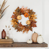 Autumn Harvest Wreath with Pumpkin Oak for Front Door