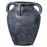 Handmade Terracotta Vintage Ceramic Vase(Gray With Handles)