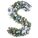 Sliver & Blue Christmas Garland Ornaments with Bows & Balls Decor