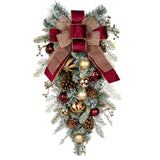 Artificial Winter Christmas Teardrop Swag Garland with Ribbons