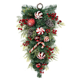 Christmas Teardrop Winter Swag Garland with Red  Pine Cones Decoration