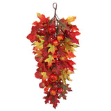 24" Fall Artificial Teardrop Swag Wreath with Maple Leaves