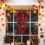 24" Artificial Fall Teardrop Swag Wreath with Claret Grape Leaves