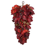 24" Artificial Fall Teardrop Swag Wreath with Claret Grape Leaves
