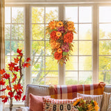 Artificial Teardrop Swag with Fake Hydrangeas and Pumpkins Fall Decoration