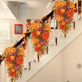 Artificial Teardrop Swag with Fake Hydrangeas and Pumpkins Fall Decoration