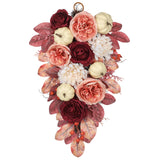 Artificial Floral Teardrop Swag with Pumpkin & Rose for Home Decor -  Burgundy