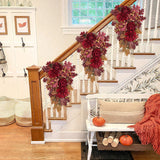 Handmade Fall Teardrop Swag Wreath with Red Hydrangea Peonies Dahlia Decor