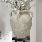 Handmade Terracotta Vintage Ceramic Vase( Light-Green With Handles)