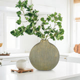 Gold Ceramic Rustic Vintage Round Flower Vase - 12.4"