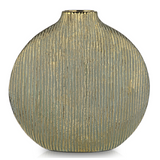 Gold Ceramic Rustic Vintage Round Flower Vase - 12.4"