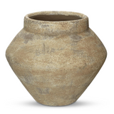 Rustic Ceramic Wide-Belly Flower Vases for Home Decor - Brown