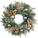 Christmas Norfolk Pine Wreaths for Front Door with Silver Ball-24“