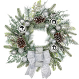 White Norfolk Pine Christmas Wreath with Bows & Ball -24"