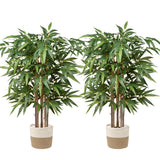4ft Artificial Bamboo Silk Tree Large Fake Floor Plants Potted - 2pcs