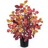 Artificial Fall Small Eucalyptus Tree with Realistic Red Orange Leaves